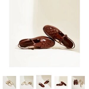 Women’s Brown Woven Leather Slingback Sandals by